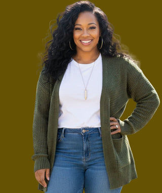 THE NYCHOLE ELLE-THE OLIVE DREAM CARDIGAN